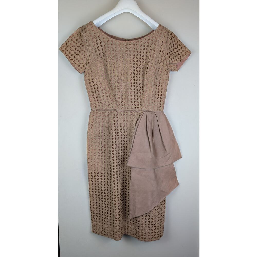 Vintage A Topaz Original 50s 60s Tonal Eyelet Dress w/ Cascade Detail S M
